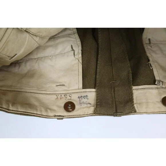 Vtg 40s 50s Korean World War II Mens 33x31 Distressed Wool Trousers Pants USA